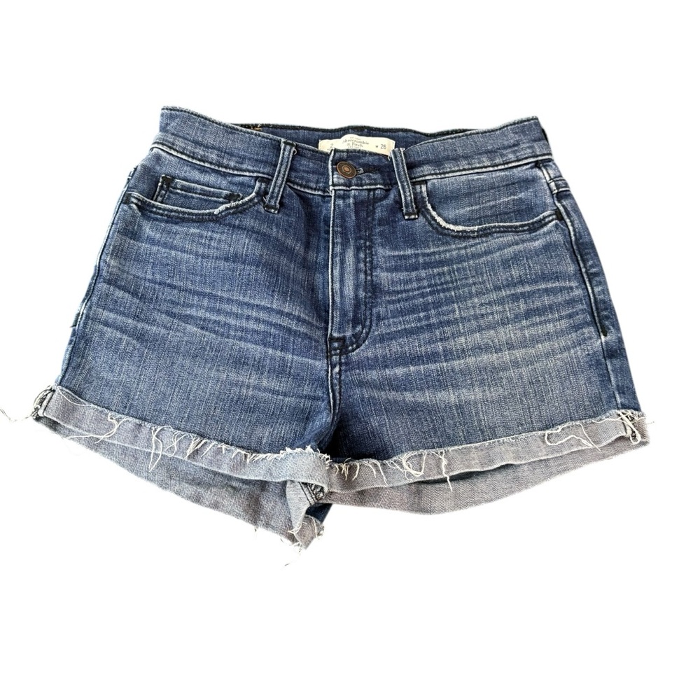 Abercrombie & Fitch Distressed Cut Off Denim Jean Short Stretch Casual 2/26W 946